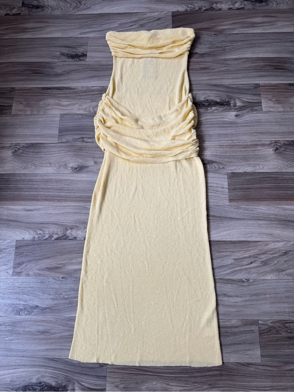NWT Meshki Elora Strapless Knit Maxi Dress in Lemon Yellow Size Extra Large